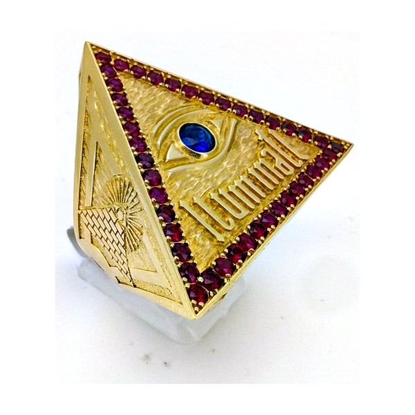Anillo iluminati de oro 18k talla 24